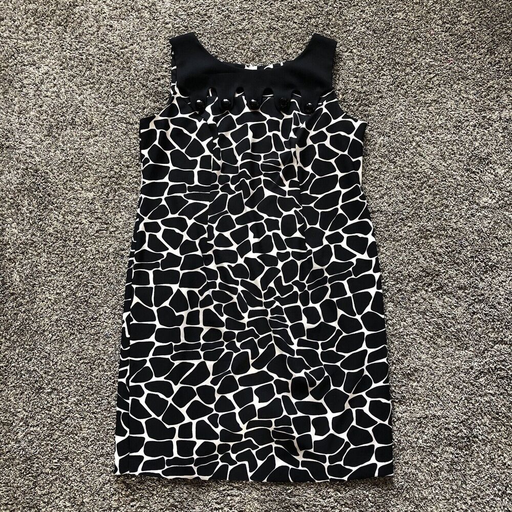Dana Kay Dress Women's 16 W Sheath Black White Geometric Sleeveless Zip Up